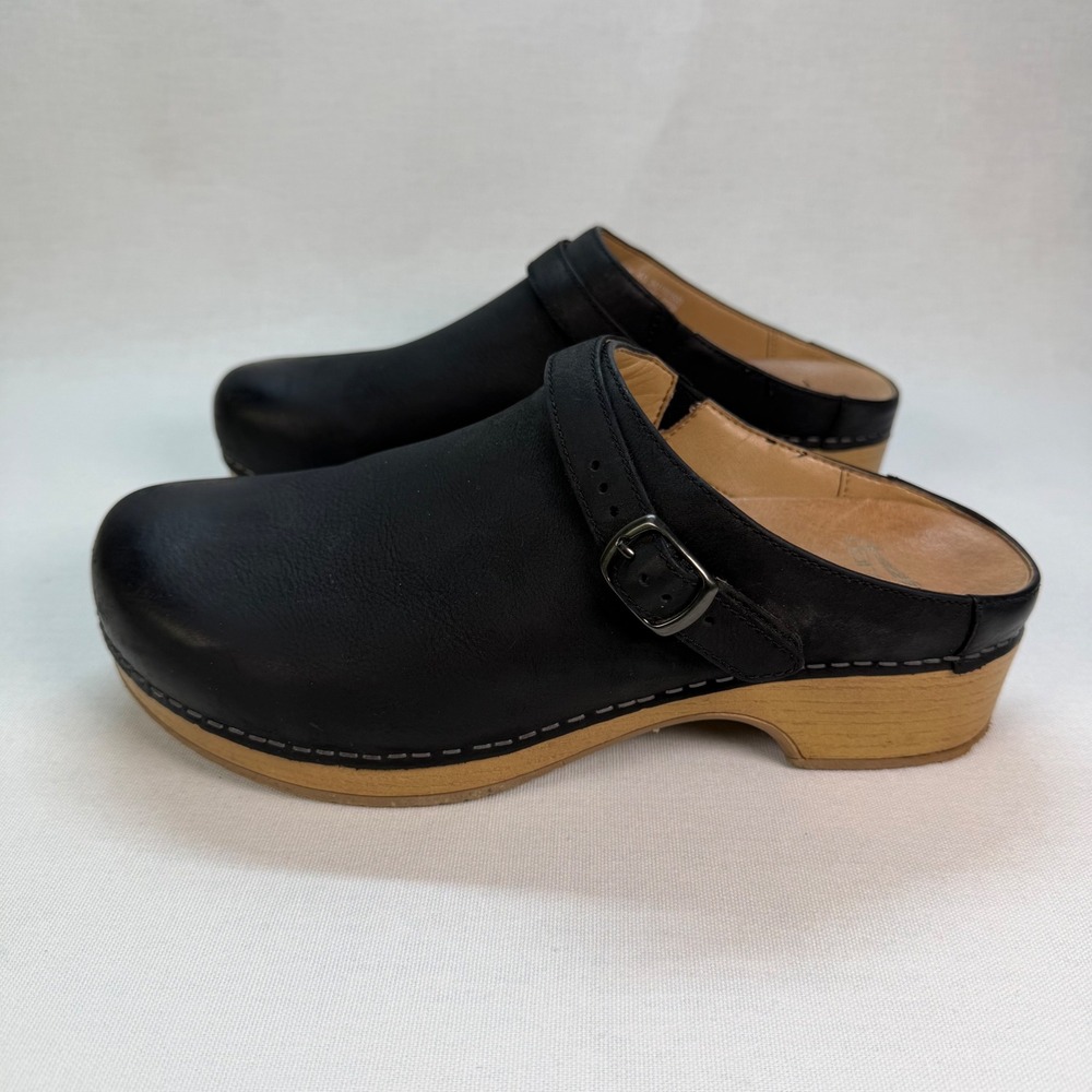 Dansko Berry Black Burnished Nubuck Slip-on Womens Mule Leather Clog 40 Comfort